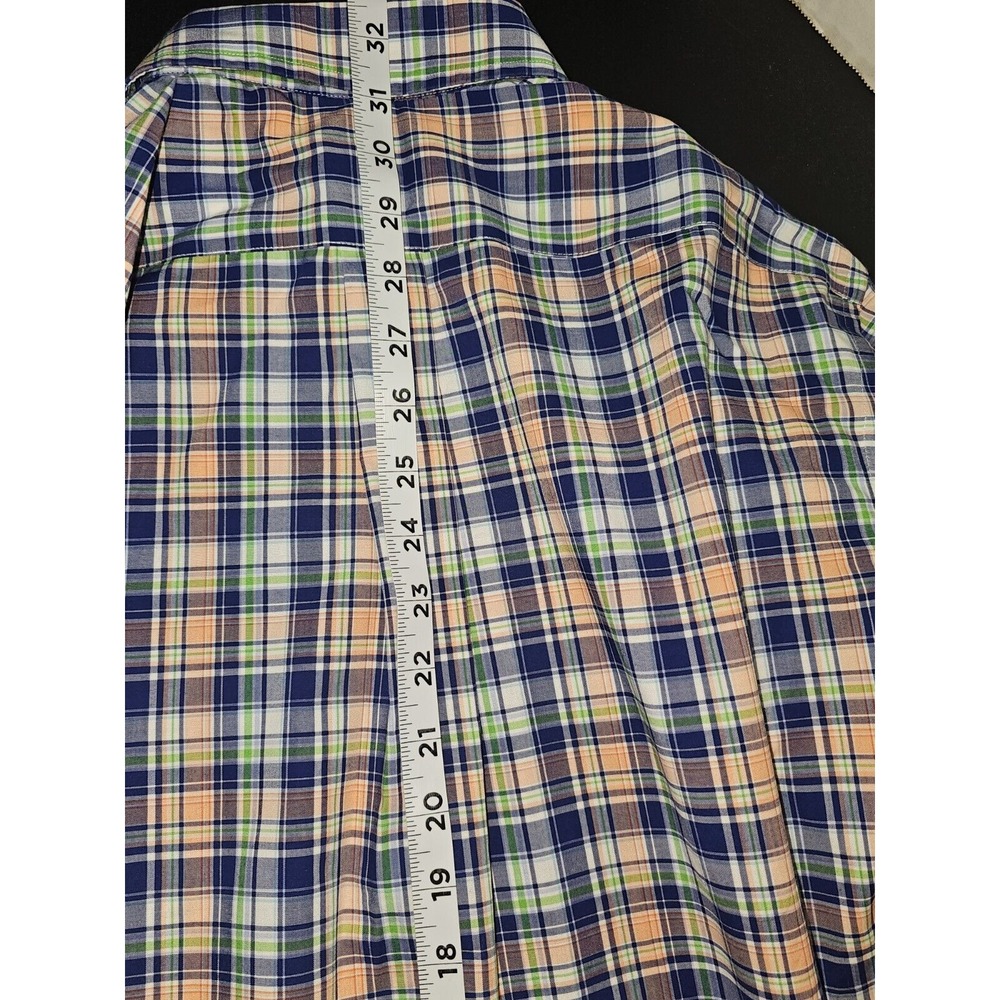 Ralph Lauren Shirt Med Plaid Blue Green Orange Stretch Button Up Long Sleeve Men - Picture 5 of 7